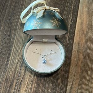 Brilliance genuine crystal light blue fine silver plated necklace NEW jewelry